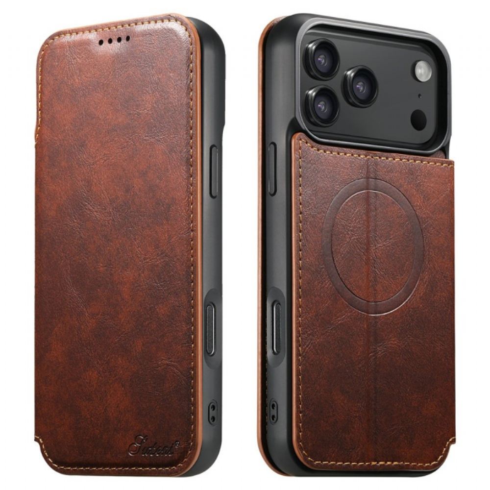 Peněženková Pouzdra iPhone 17 Pro Kompatibilní S Magsafe Kožený Efekt