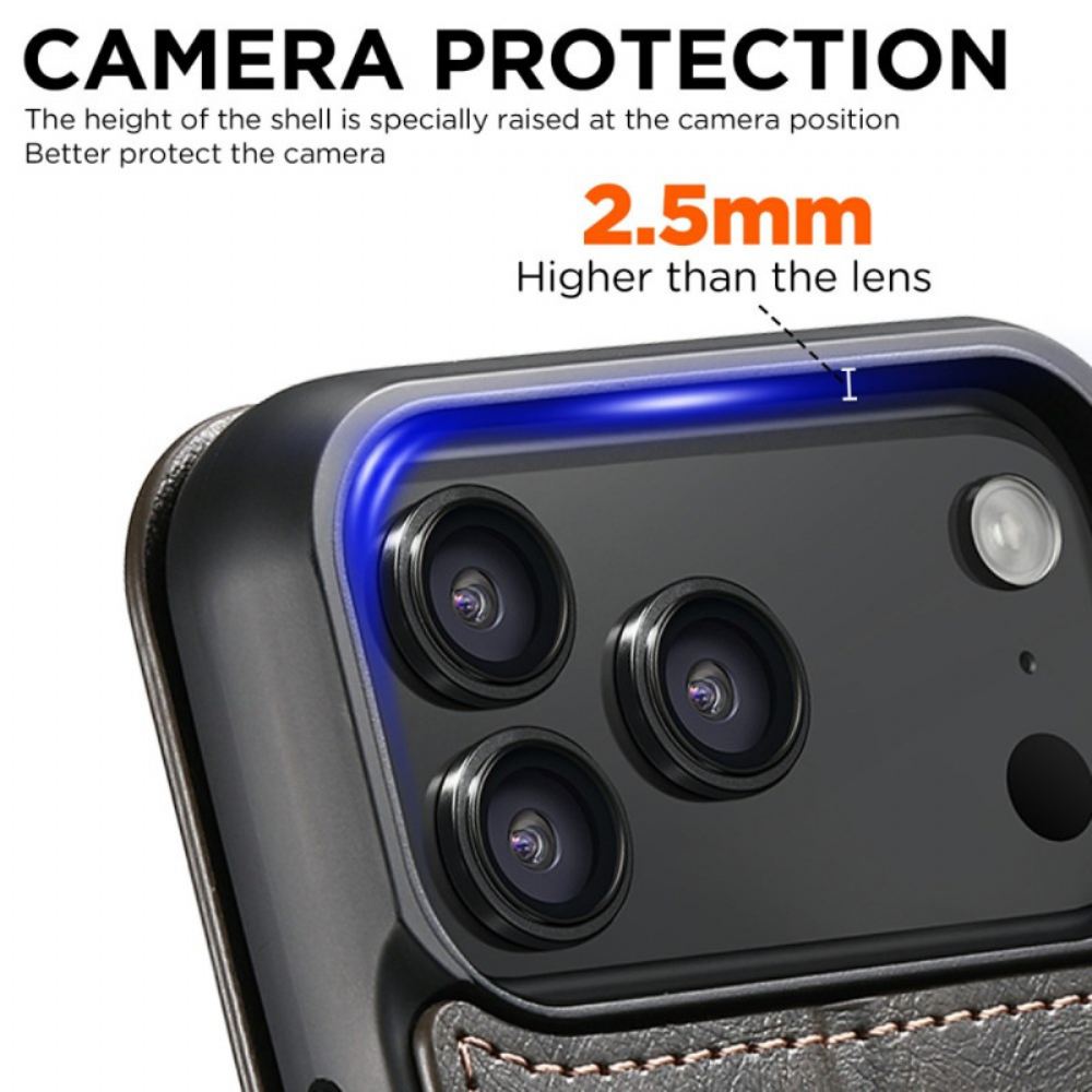 Peněženková Pouzdra iPhone 17 Pro Kompatibilní S Magsafe Kožený Efekt