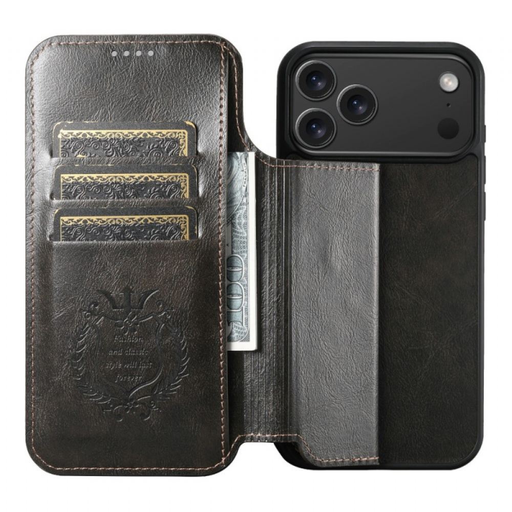 Peněženková Pouzdra iPhone 17 Pro Kompatibilní S Magsafe Kožený Efekt