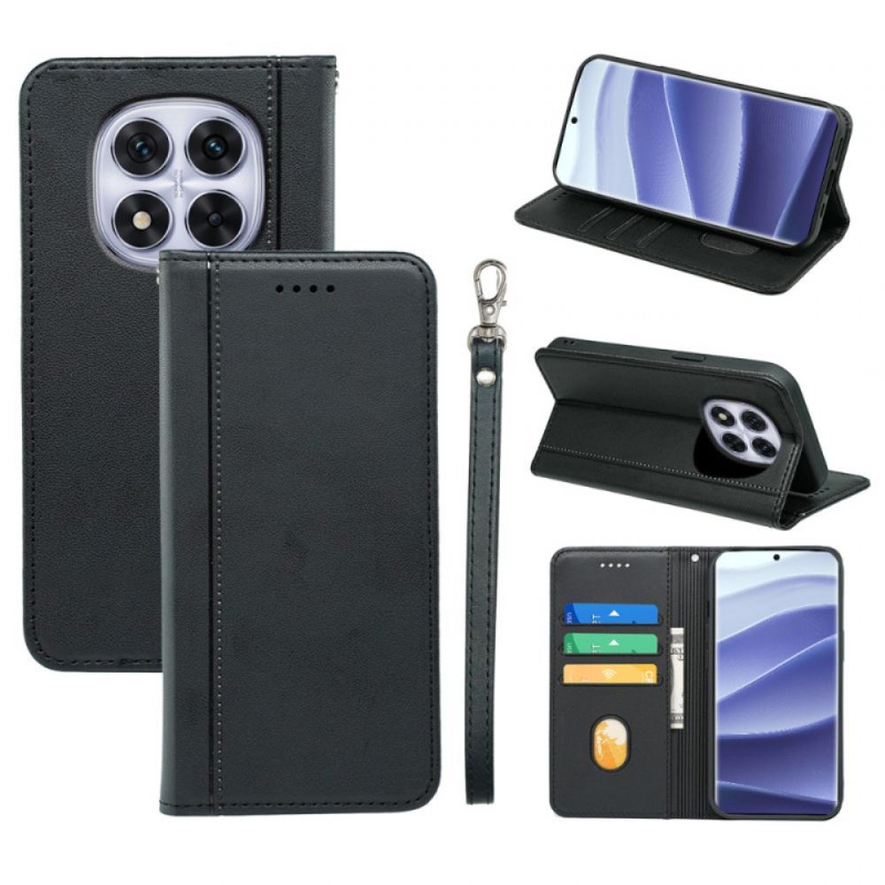 Kožené Pouzdro Folio Xiaomi Redmi Note 14 Pro 4g Prošívání A Pásek