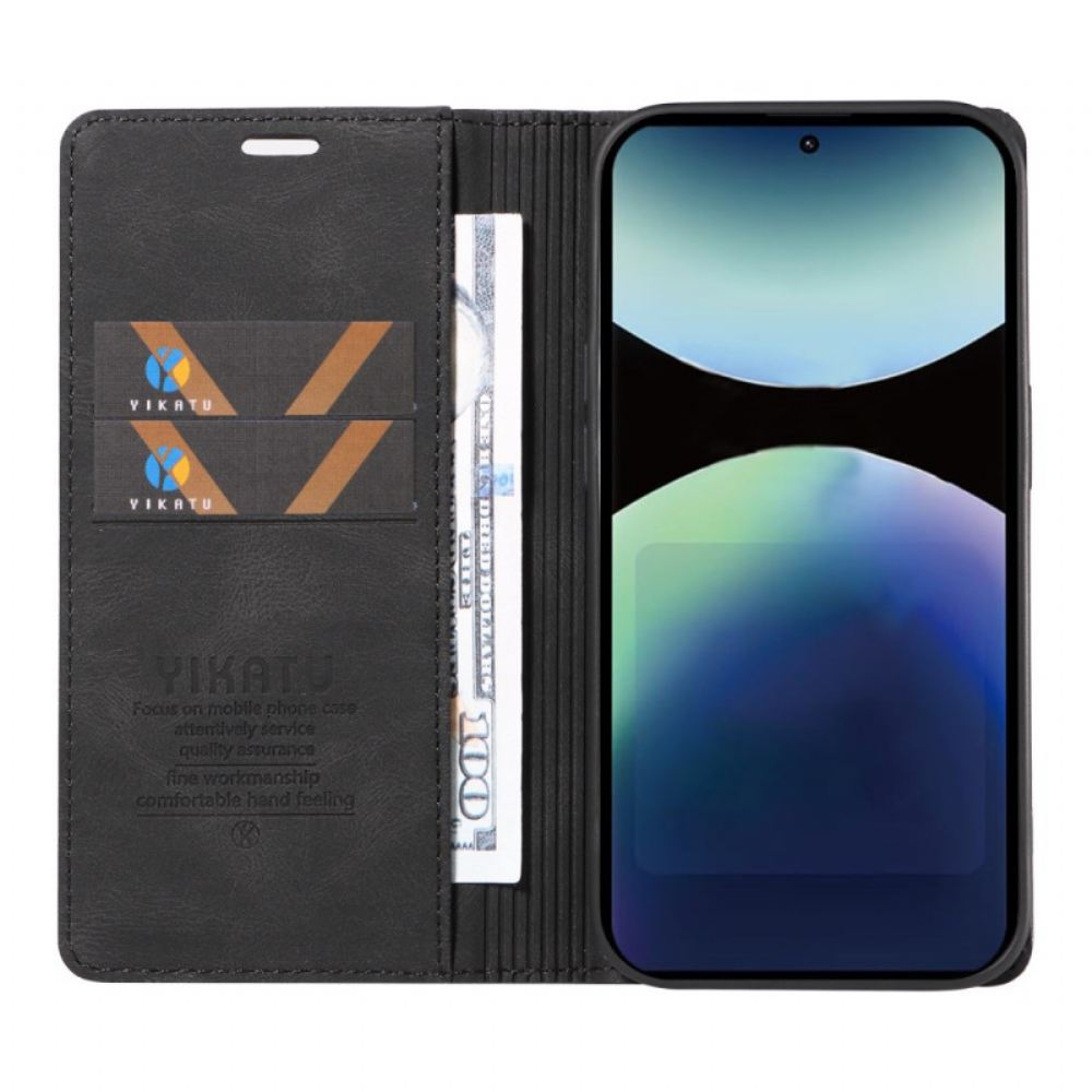 Kožené Pouzdro Folio Xiaomi Redmi Note 14 Pro 4g Semišový Efekt Ykatu