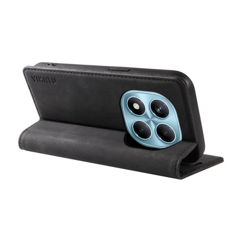 Kožené Pouzdro Folio Xiaomi Redmi Note 14 Pro 4g Semišový Efekt Ykatu