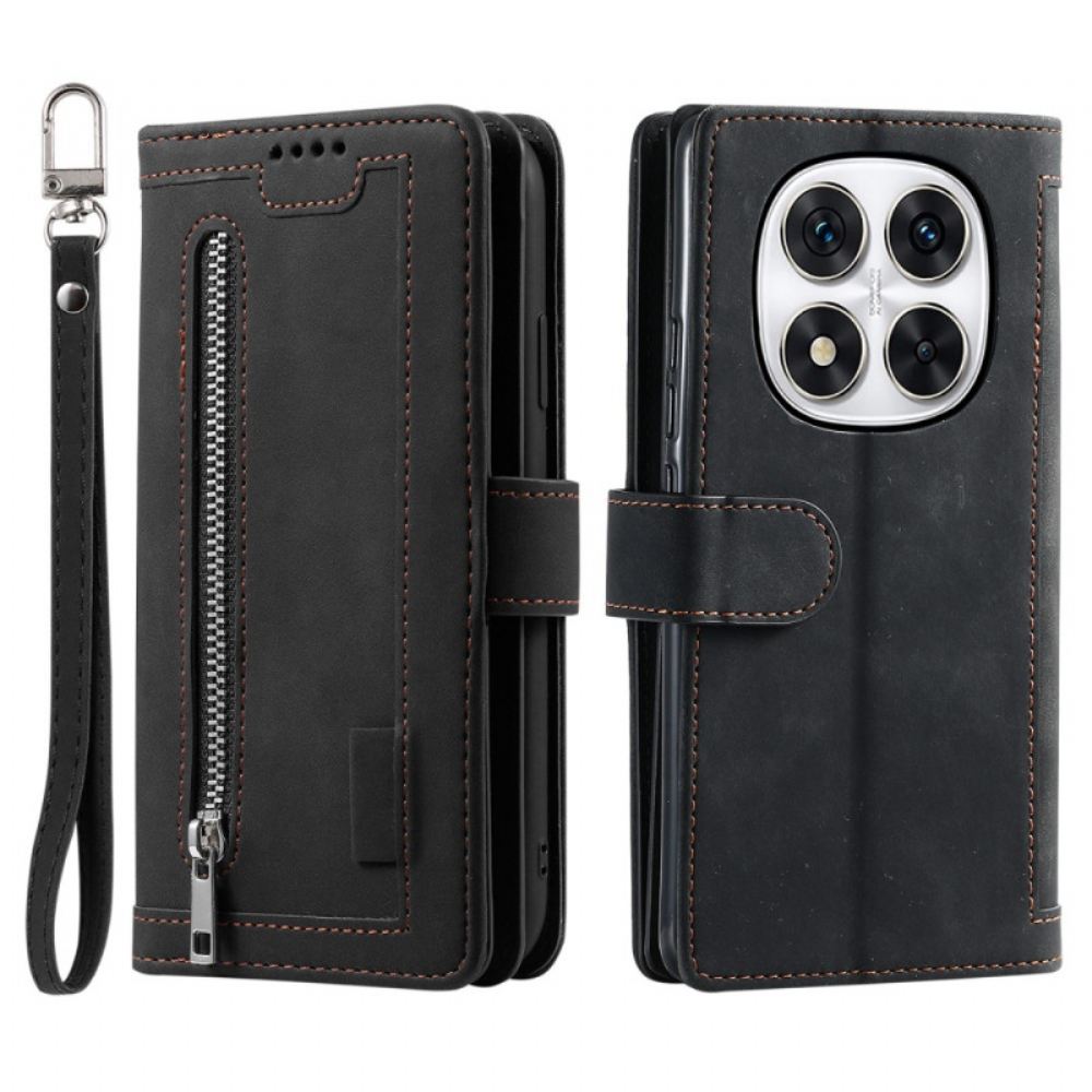 Kožený Kryt Na Xiaomi Redmi Note 14 Pro 4g Pouzdra Na 9 Karet S Popruhem