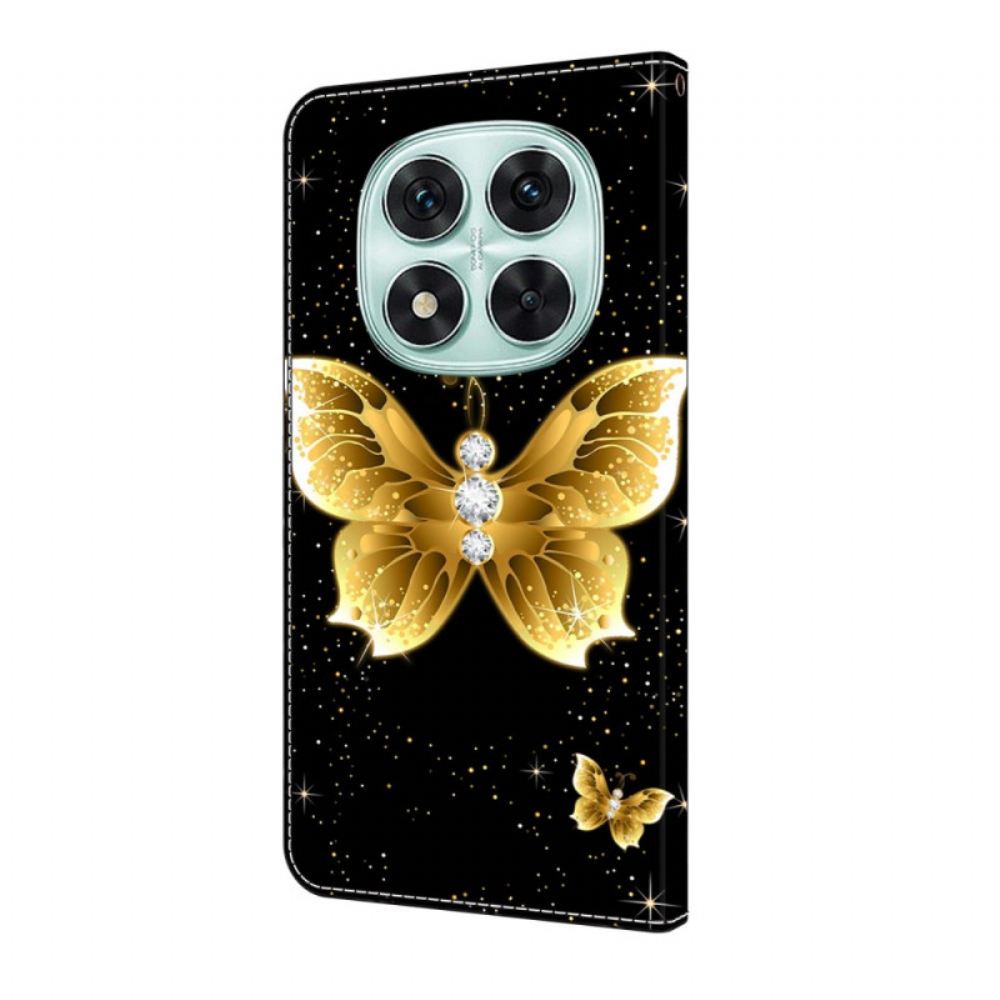 Kožený Kryt Na Xiaomi Redmi Note 14 Pro 4g Zlatí Motýli
