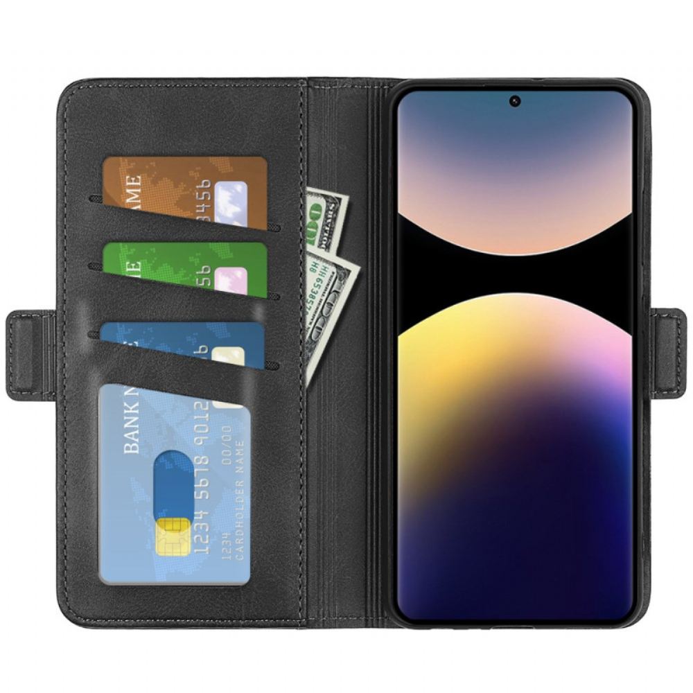 Kožený Kryt Xiaomi Redmi Note 14 Pro 4g Dvojitá Spona