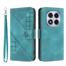 Kožený Kryt Xiaomi Redmi Note 14 Pro 4g Geometrický Vzor S Páskem