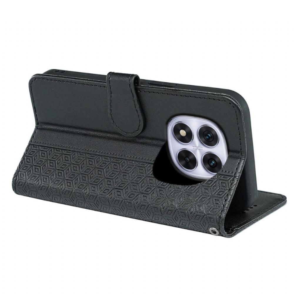 Kožený Kryt Xiaomi Redmi Note 14 Pro 4g Kostky Na Okraji A Pásku