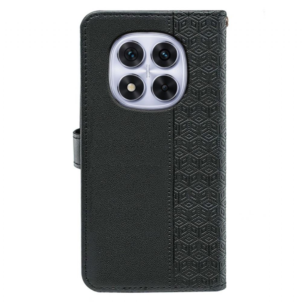 Kožený Kryt Xiaomi Redmi Note 14 Pro 4g Kostky Na Okraji A Pásku