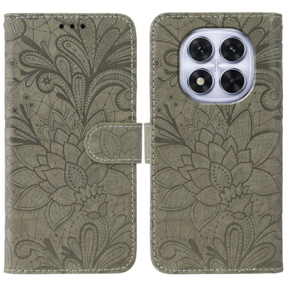 Kožený Kryt Xiaomi Redmi Note 14 Pro 4g Květinová Krajka