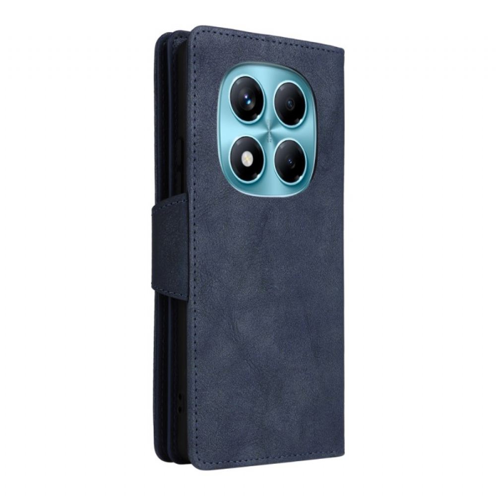 Kožený Kryt Xiaomi Redmi Note 14 Pro 4g Peněženka Na Zip S Popruhem