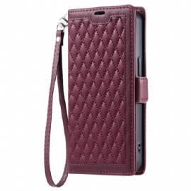 Kožený Kryt Xiaomi Redmi Note 14 Pro 4g Prošívané S Popruhem