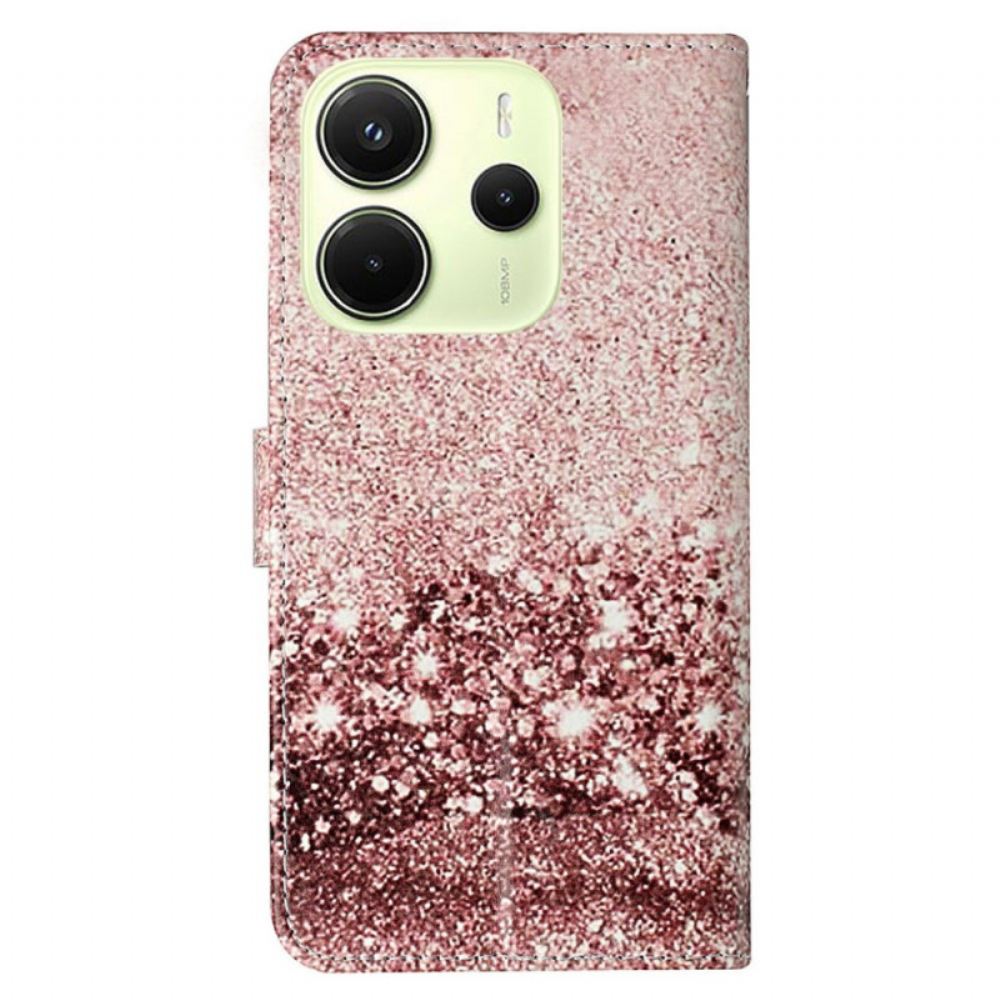 Kožený Kryt Xiaomi Redmi Note 14 Pro 4g Růžovo-zlatý Mramor