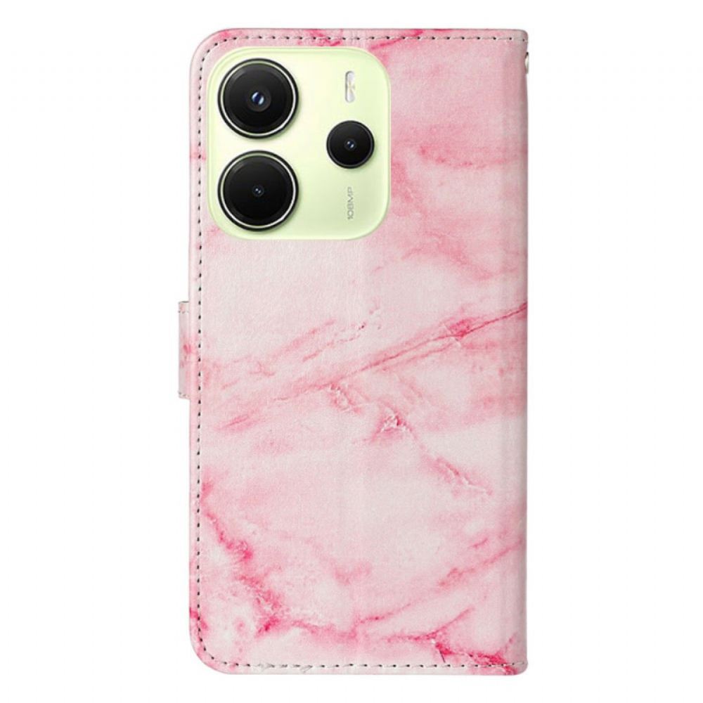 Kožený Kryt Xiaomi Redmi Note 14 Pro 4g Vzor Růžového Mramoru