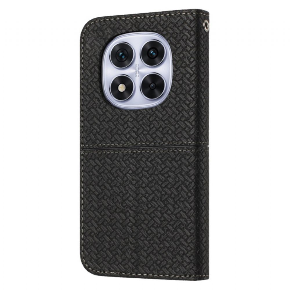 Peněženková Pouzdra Xiaomi Redmi Note 14 Pro 4g Kryty Na Mobil Tkaná Textura S Řemínkem