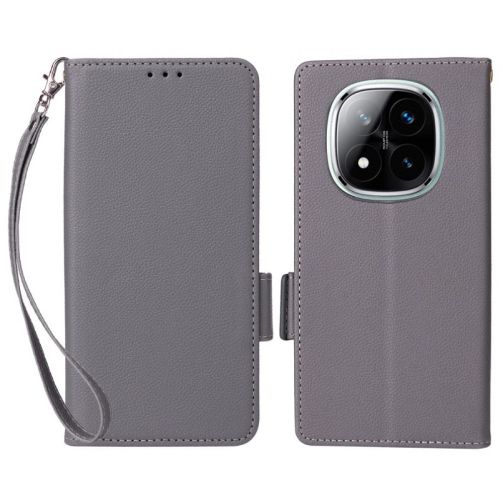 Peněženková Pouzdra Xiaomi Redmi Note 14 Pro 4g Popruh Z Umělé Kůže Liči