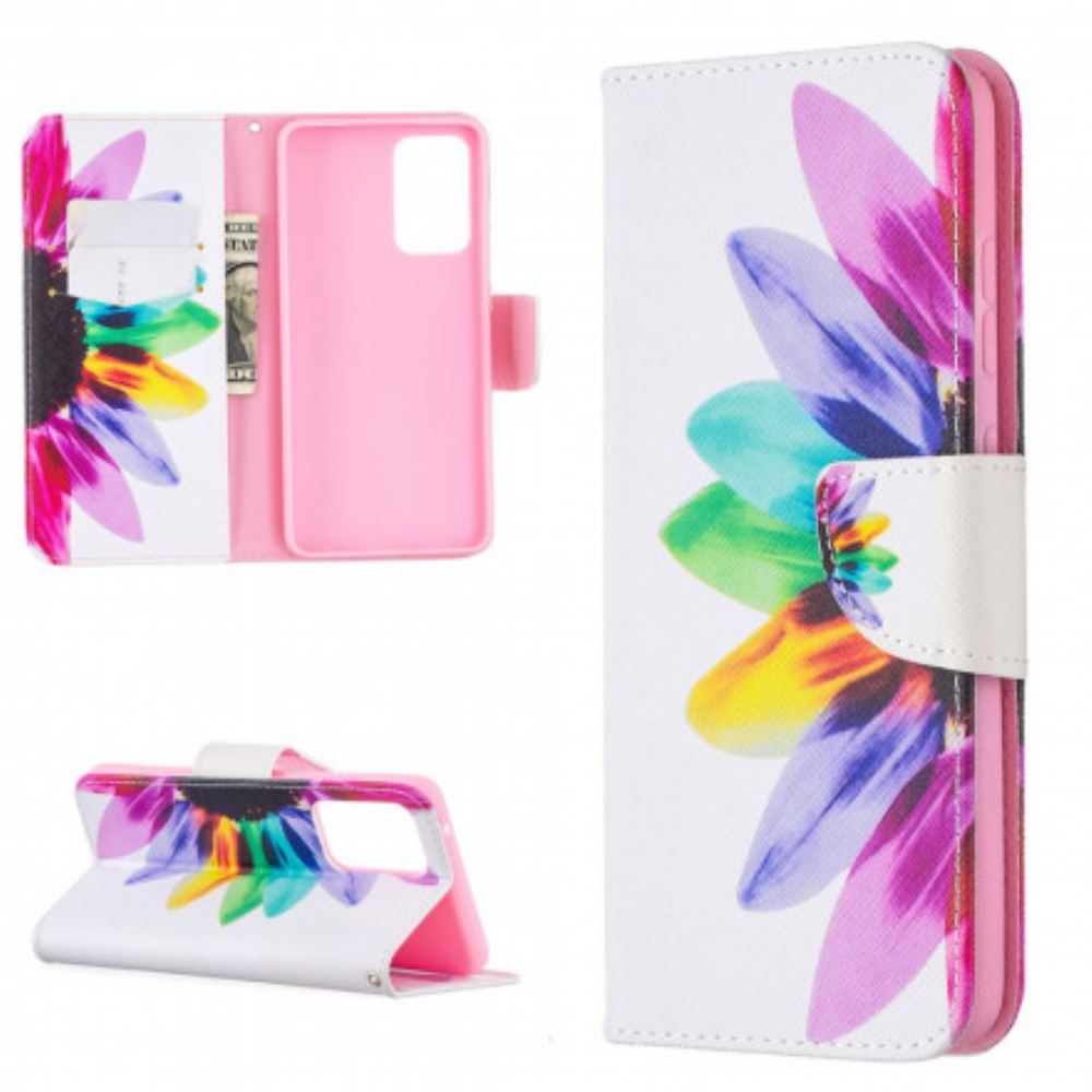 Flipové Pouzdro Na Samsung Galaxy A52 4G / A52 5G / A52s 5G Květina Akvarelu