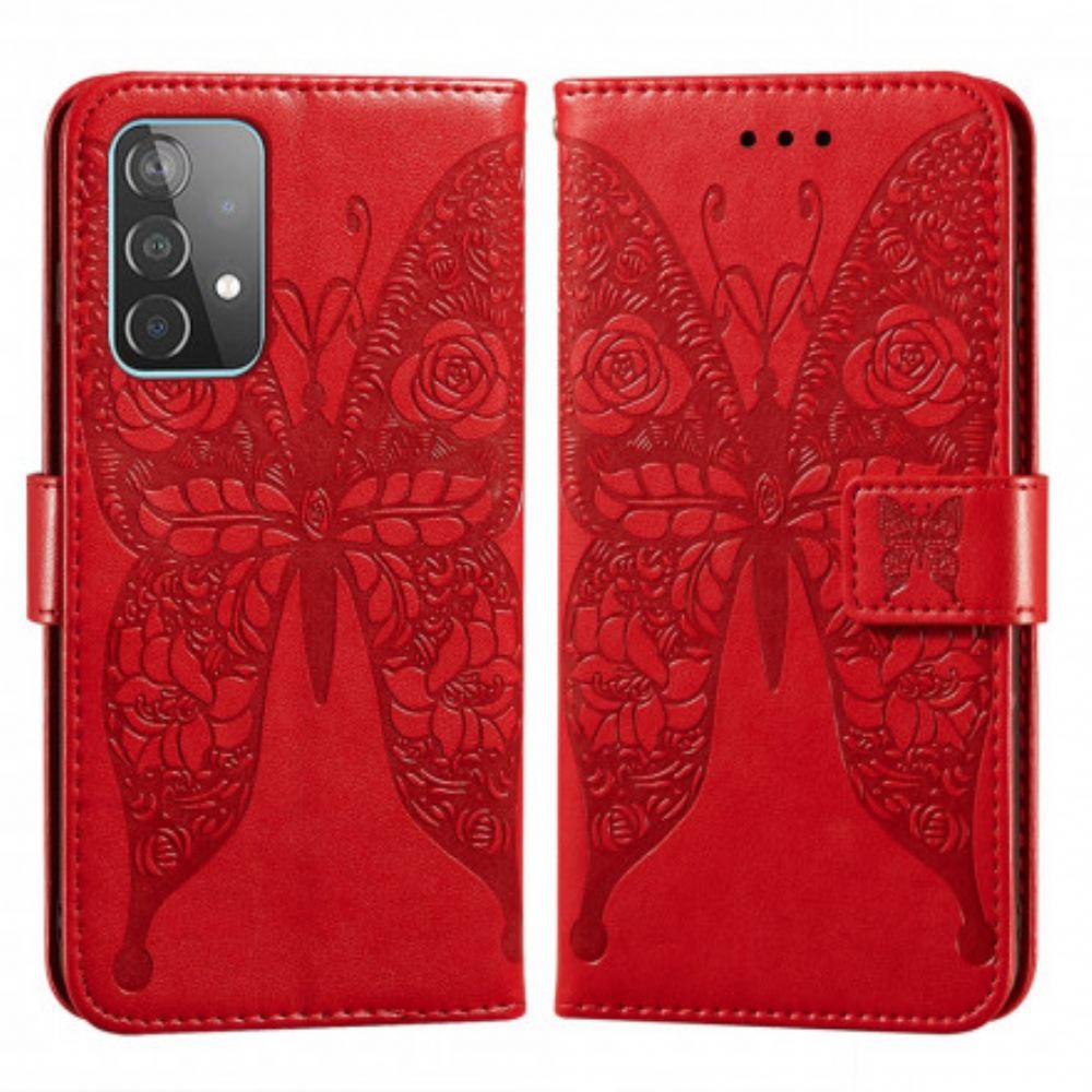 Flipové Pouzdro Na Samsung Galaxy A52 4G / A52 5G / A52s 5G Květinový Vzor Motýla