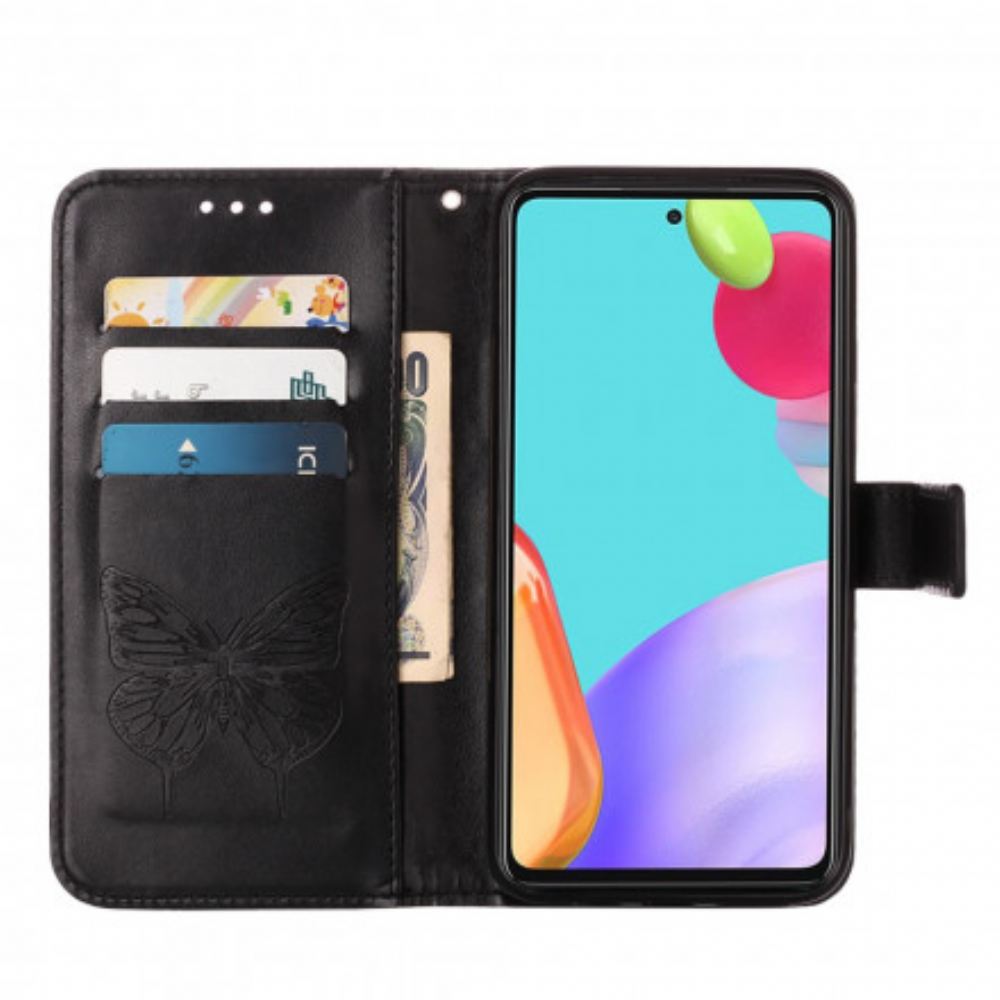 Flipové Pouzdro Na Samsung Galaxy A52 4G / A52 5G / A52s 5G Motýlí Design Se Šňůrkou