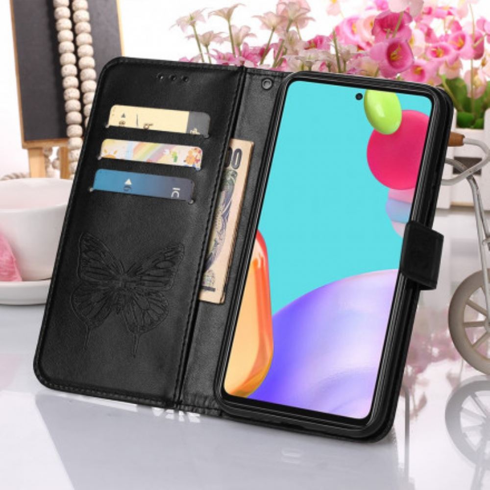 Flipové Pouzdro Na Samsung Galaxy A52 4G / A52 5G / A52s 5G Motýlí Design Se Šňůrkou