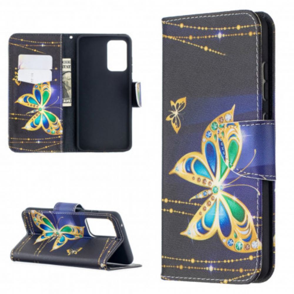 Flipové Pouzdro Na Samsung Galaxy A52 4G / A52 5G / A52s 5G Zlatí Motýli
