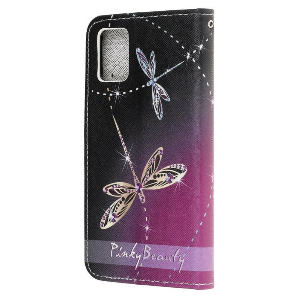 Kožené Pouzdro Na Samsung Galaxy A52 4G / A52 5G / A52s 5G Na Lana Strappy Vážky