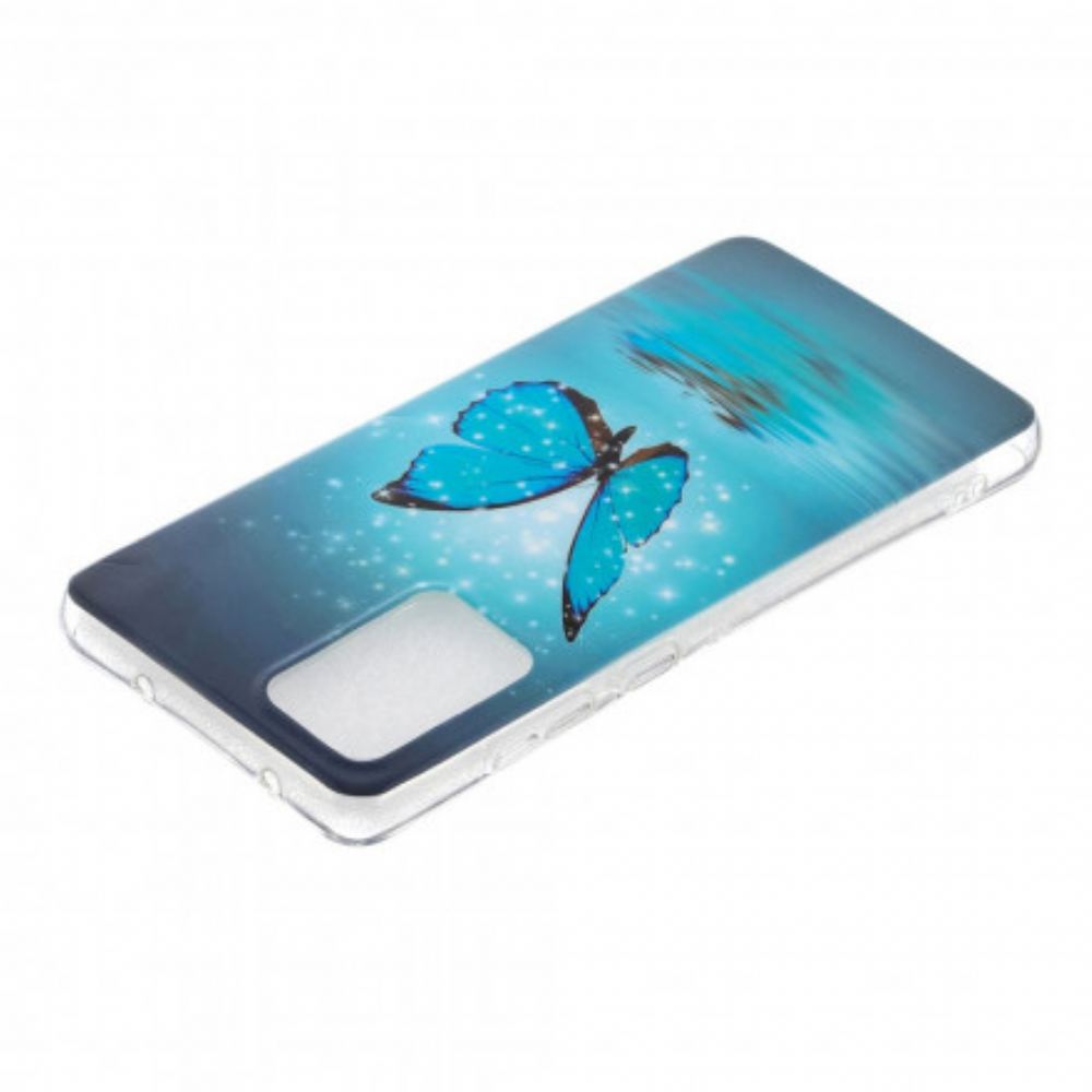 Kryty Na Mobil Na Samsung Galaxy A52 4G / A52 5G / A52s 5G Fluorescenční Modrý Motýl