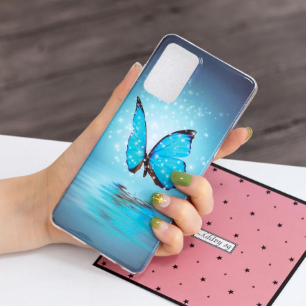 Kryty Na Mobil Na Samsung Galaxy A52 4G / A52 5G / A52s 5G Fluorescenční Modrý Motýl