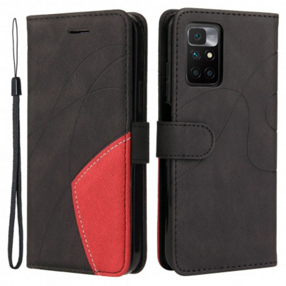 Flipové Pouzdro Na Xiaomi Redmi 10 Dvoubarevná Charakteristická Umělá Kůže
