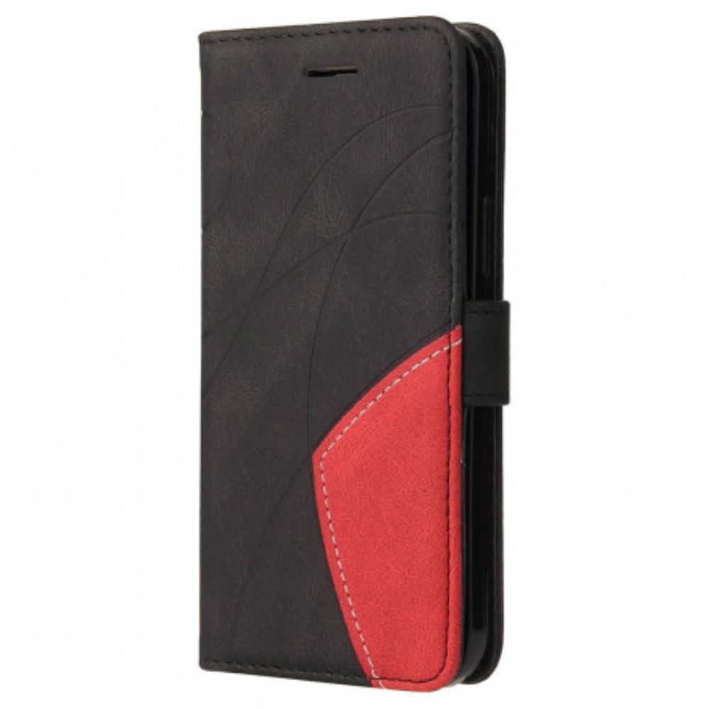 Flipové Pouzdro Na Xiaomi Redmi 10 Dvoubarevná Charakteristická Umělá Kůže