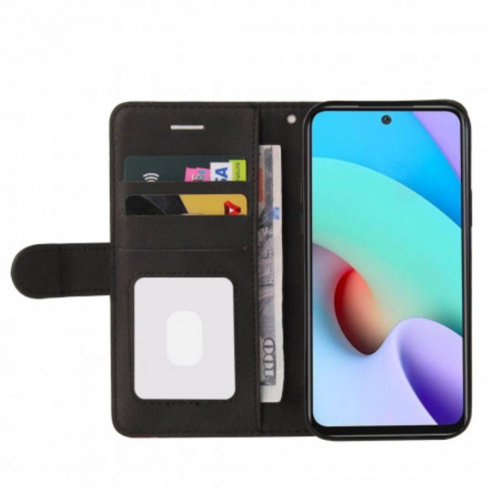 Flipové Pouzdro Na Xiaomi Redmi 10 Dvoubarevná Charakteristická Umělá Kůže