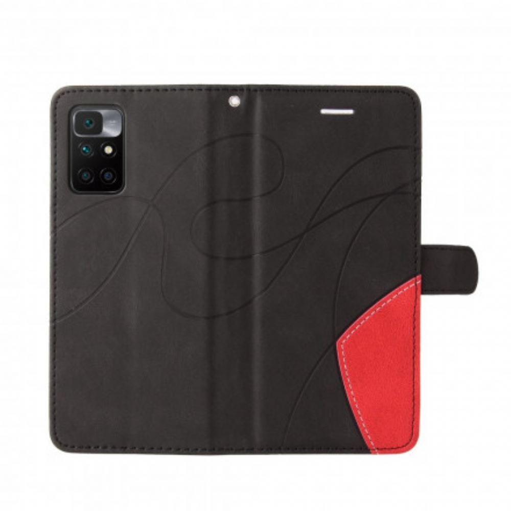 Flipové Pouzdro Na Xiaomi Redmi 10 Dvoubarevná Charakteristická Umělá Kůže
