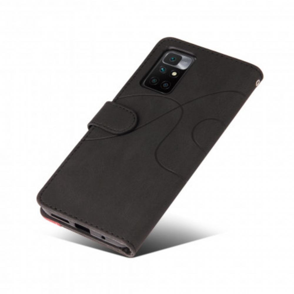 Flipové Pouzdro Na Xiaomi Redmi 10 Dvoubarevná Charakteristická Umělá Kůže