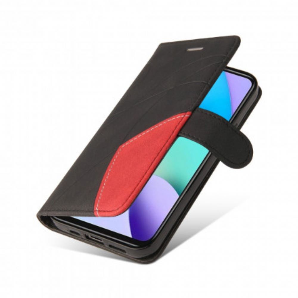 Flipové Pouzdro Na Xiaomi Redmi 10 Dvoubarevná Charakteristická Umělá Kůže
