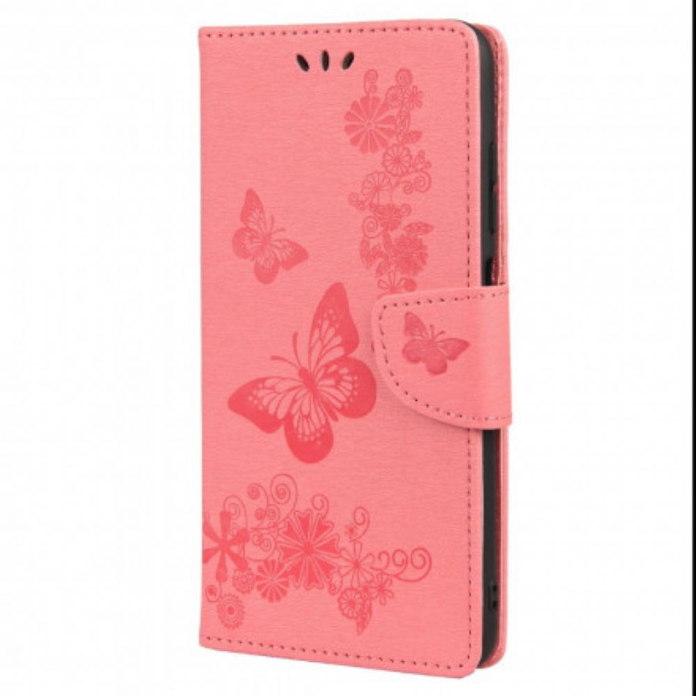 Flipové Pouzdro Na Xiaomi Redmi 10 Jen Motýli S Lanyardem
