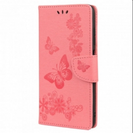 Flipové Pouzdro Na Xiaomi Redmi 10 Jen Motýli S Lanyardem