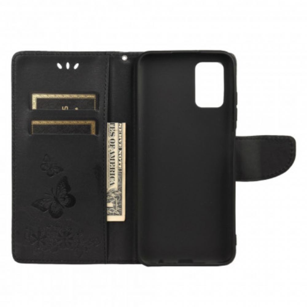 Flipové Pouzdro Na Xiaomi Redmi 10 Jen Motýli S Lanyardem
