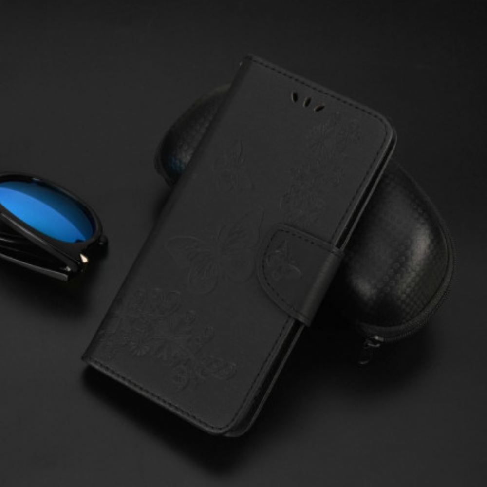 Flipové Pouzdro Na Xiaomi Redmi 10 Jen Motýli S Lanyardem