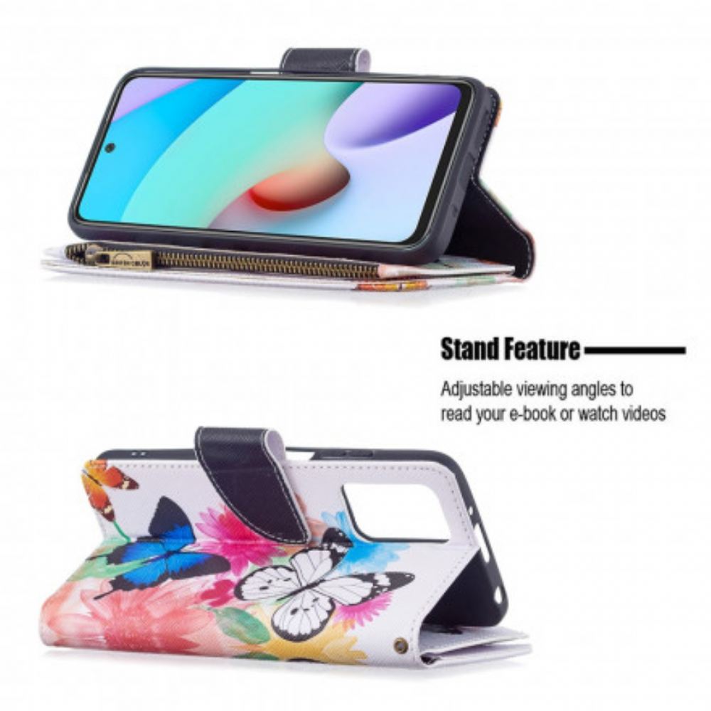 Flipové Pouzdro Na Xiaomi Redmi 10 Kapsa Na Zip S Motýly