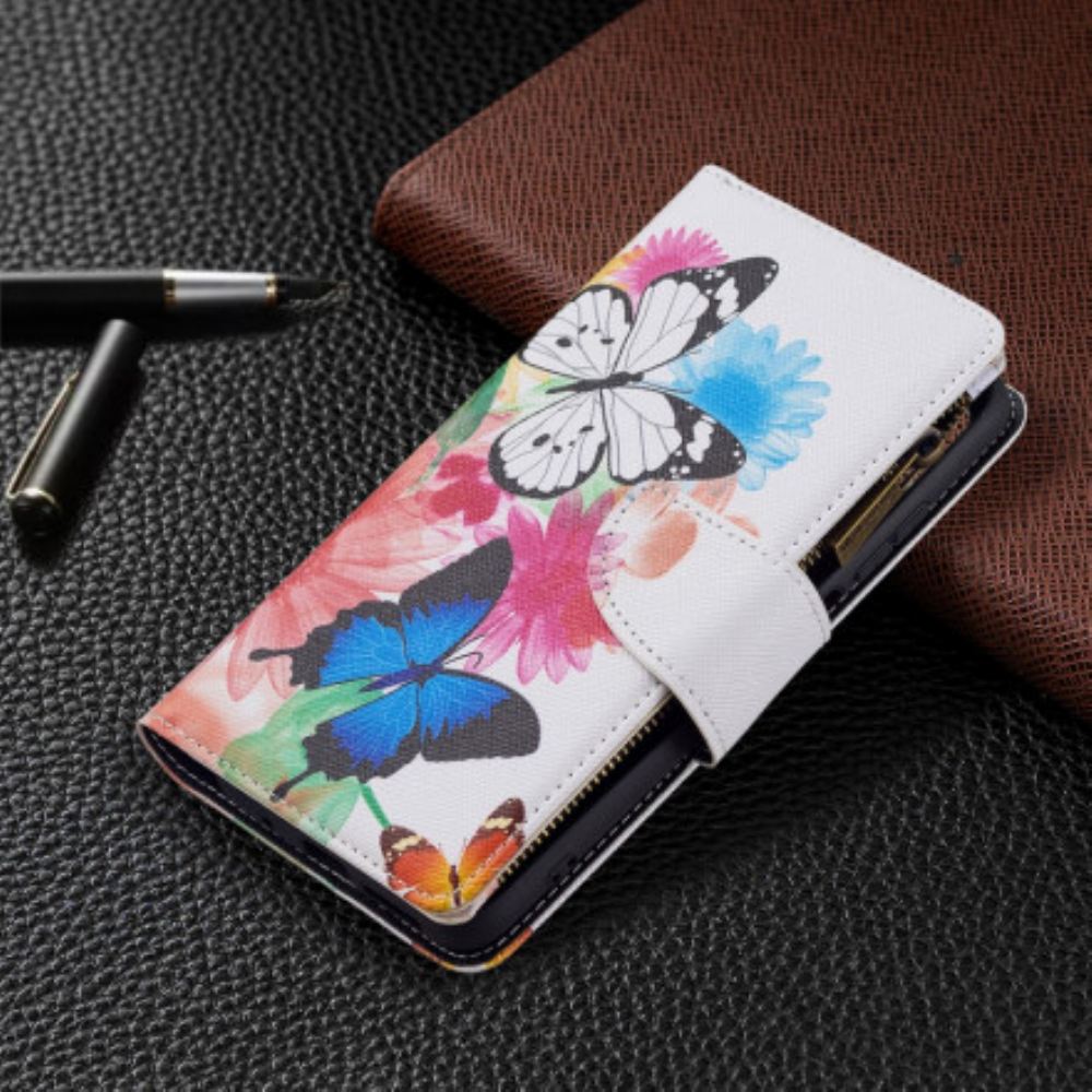 Flipové Pouzdro Na Xiaomi Redmi 10 Kapsa Na Zip S Motýly