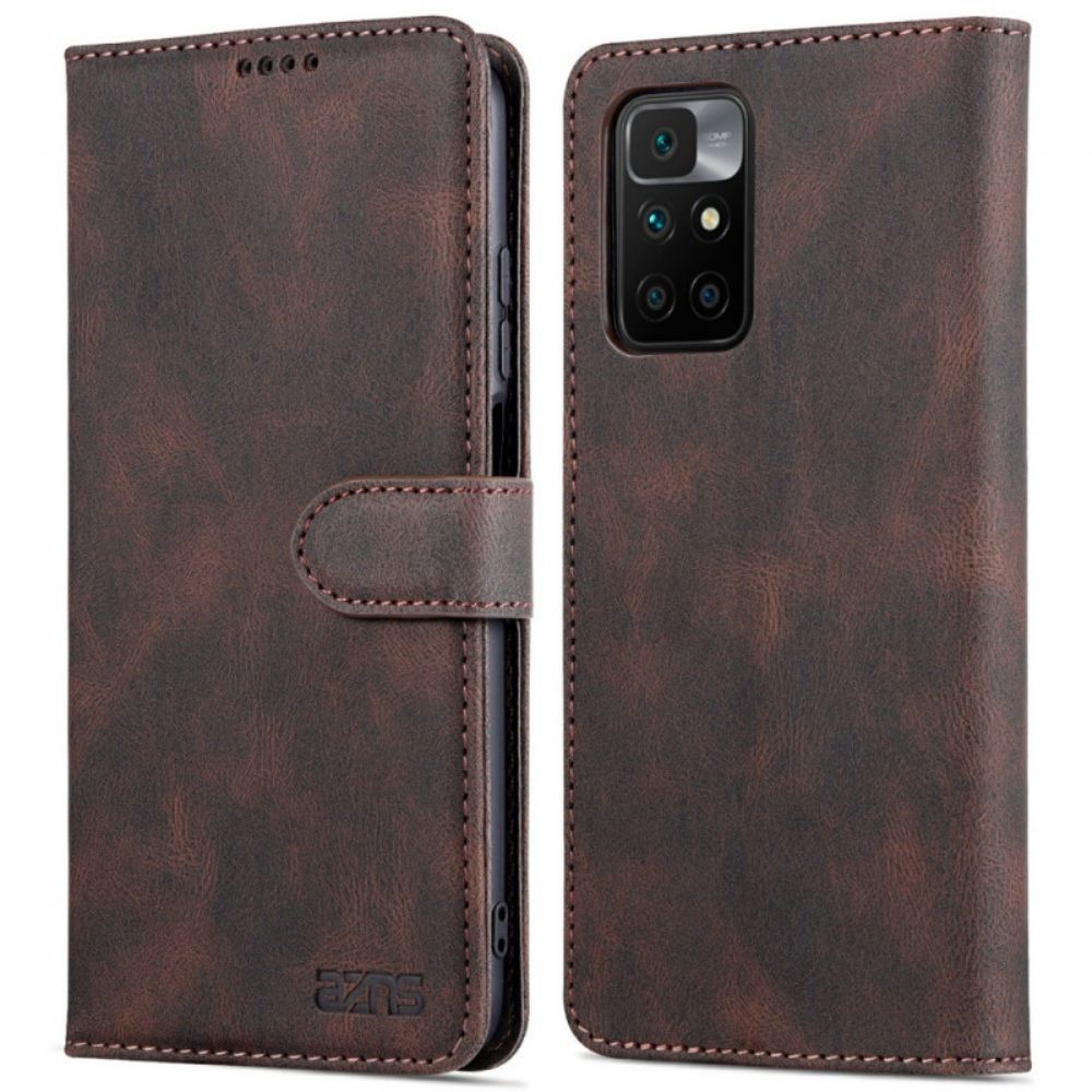 Flipové Pouzdro Na Xiaomi Redmi 10 Kožený Efekt Azns