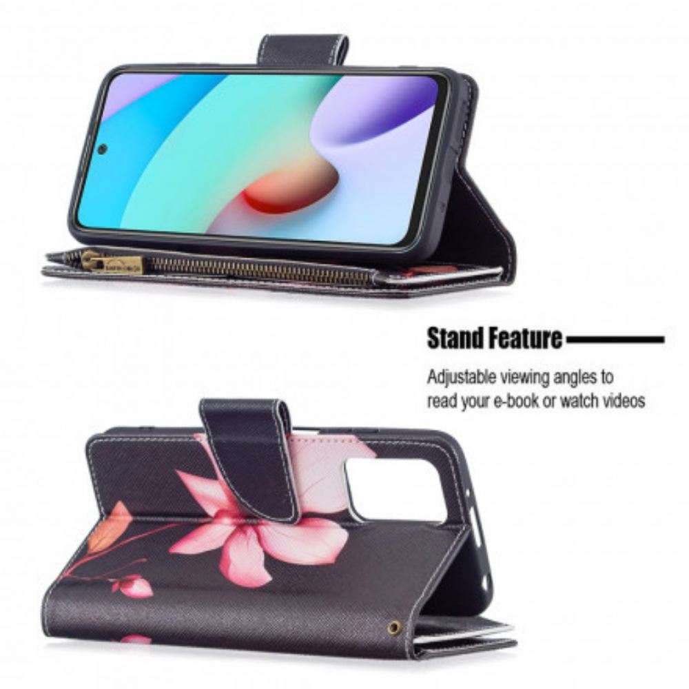 Flipové Pouzdro Na Xiaomi Redmi 10 Květinová Kapsa Na Zip