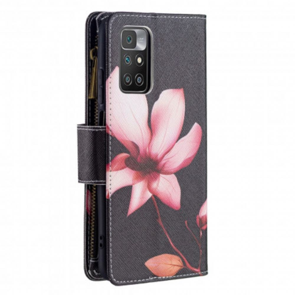 Flipové Pouzdro Na Xiaomi Redmi 10 Květinová Kapsa Na Zip