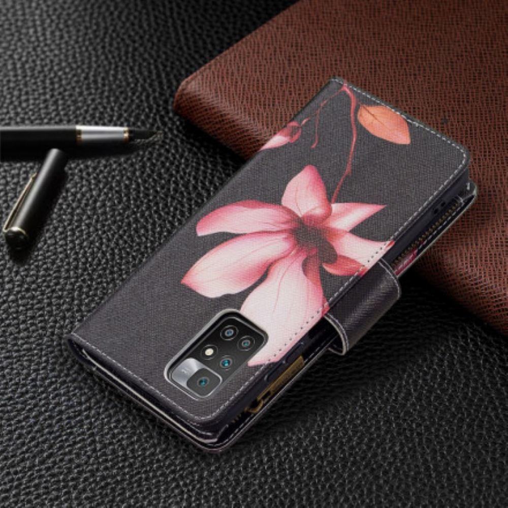 Flipové Pouzdro Na Xiaomi Redmi 10 Květinová Kapsa Na Zip