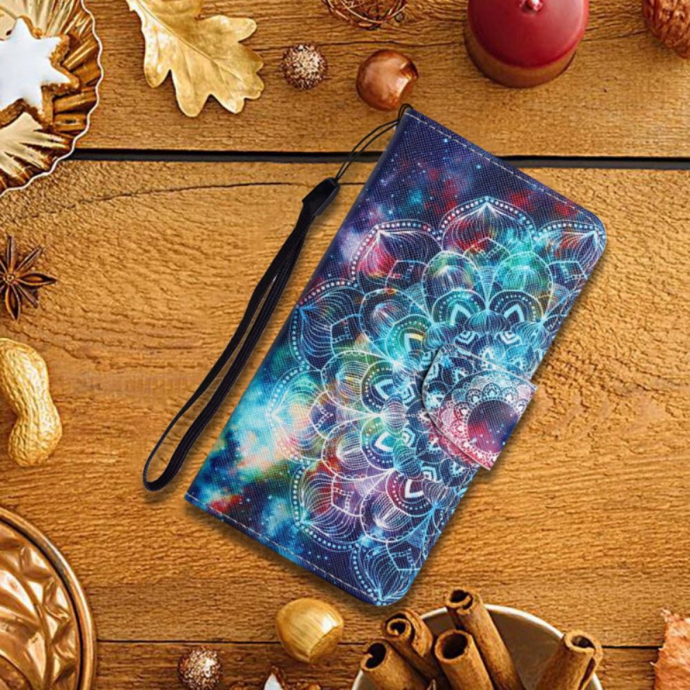 Flipové Pouzdro Na Xiaomi Redmi 10 Na Lana Okázalá Poloviční Mandala S Popruhem