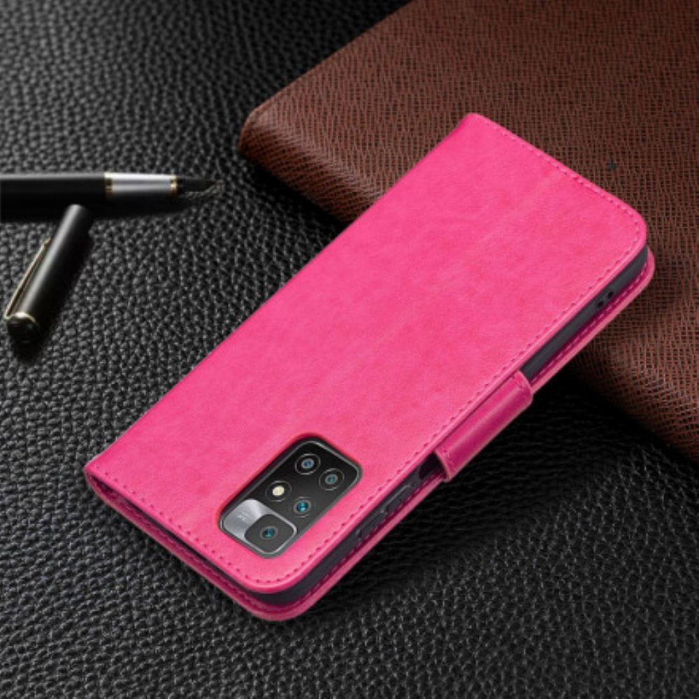 Flipové Pouzdro Na Xiaomi Redmi 10 Na Lana Popruh S Potiskem Motýlů