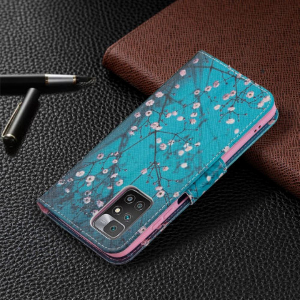 Kožené Pouzdro Na Xiaomi Redmi 10 Kvetoucí Strom