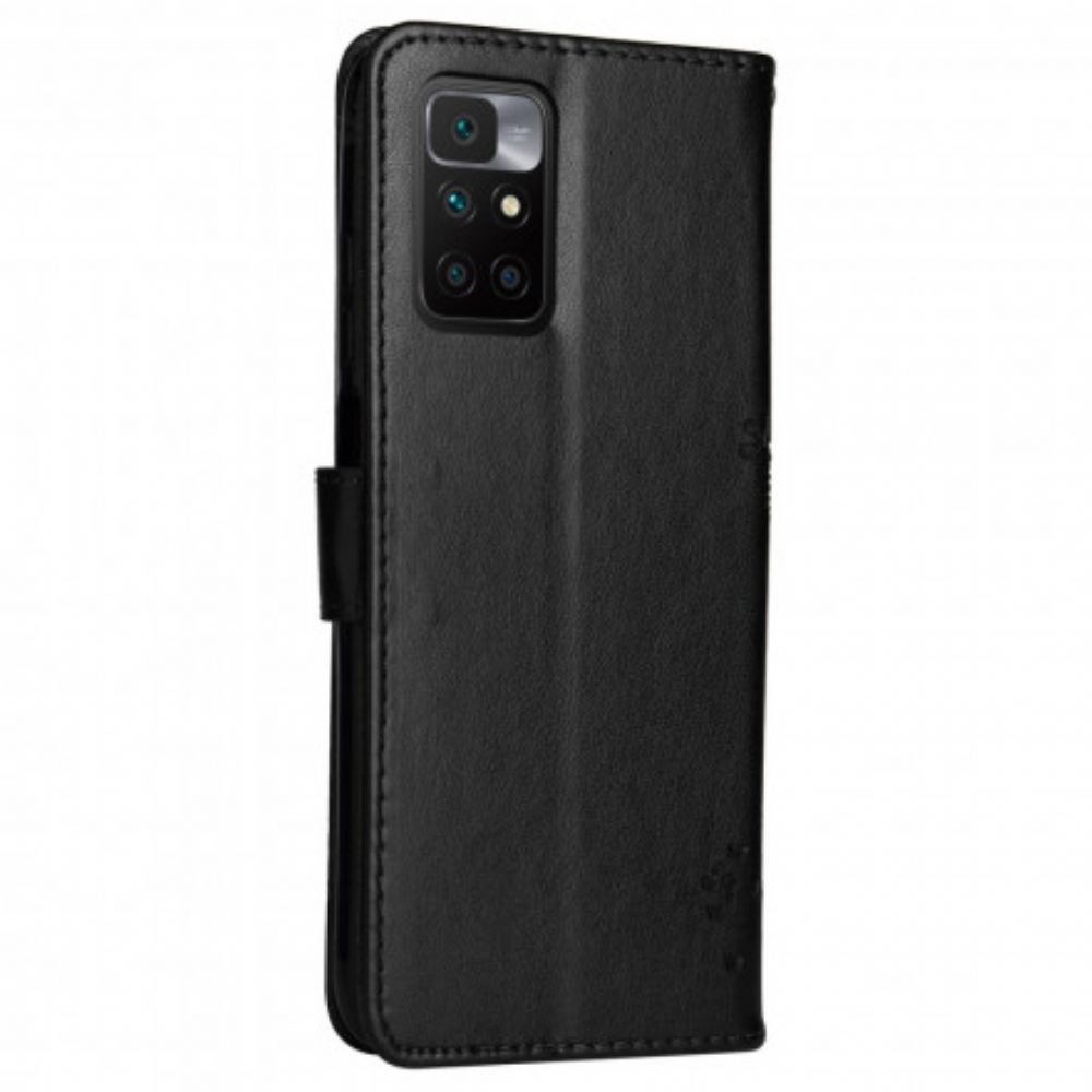 Kožené Pouzdro Na Xiaomi Redmi 10 Na Lana Strom A Strappy Cat