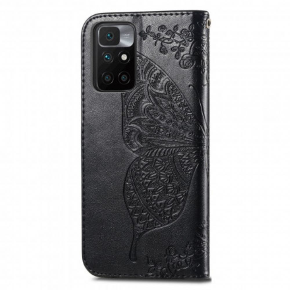 Kožené Pouzdro Na Xiaomi Redmi 10 Poloviční Motýli