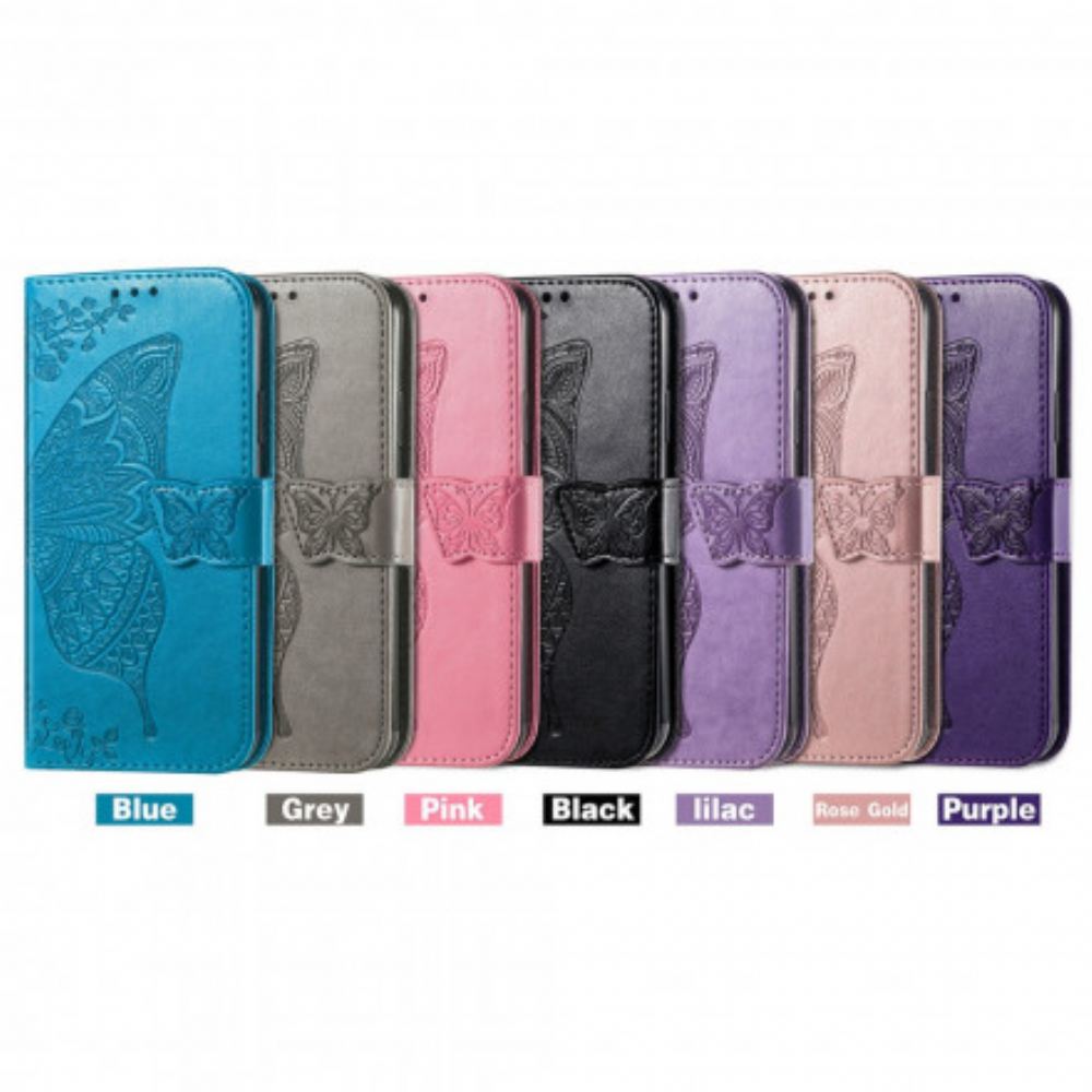 Kožené Pouzdro Na Xiaomi Redmi 10 Poloviční Motýli
