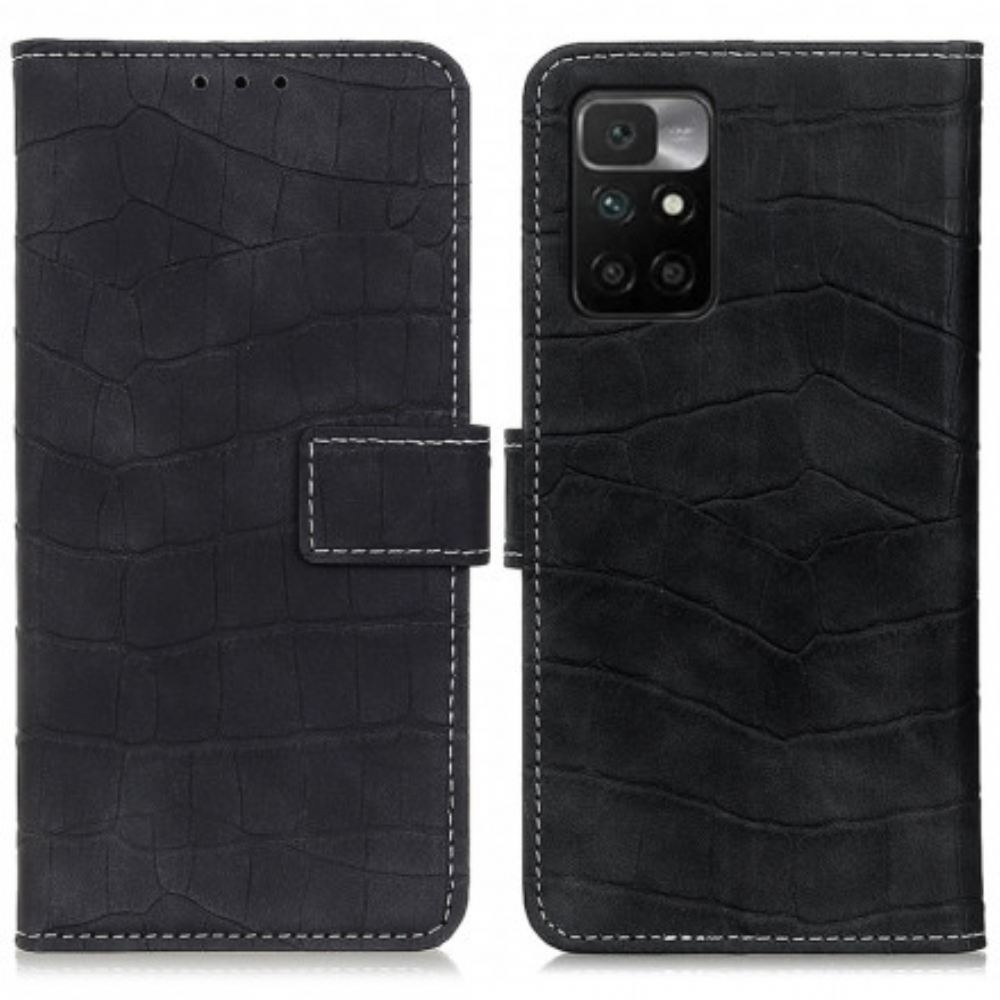 Kožené Pouzdro Na Xiaomi Redmi 10 Vintage Styl Krokodýlí Kůže